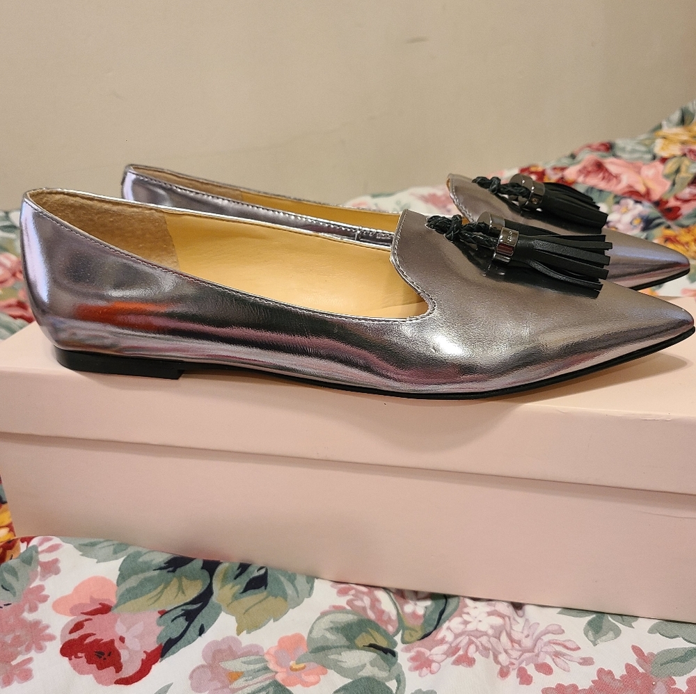 Silver Tassel Loafers for Women